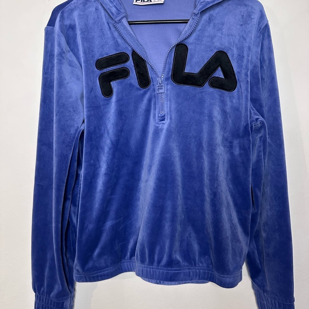 Fila Royal Blue Velour Half-Zip Top